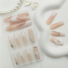 24 PCS White Flower Diamond Butterfly Nail Art (Option: Pink)
