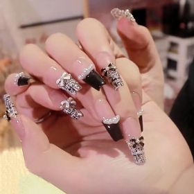 24 PCS Black And White CC Nail Art (Option: Pink)