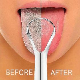 Reusable Stainless Steel Tongue Scraper Professional Mouth Cleaner Oral Care (Option: Silver)