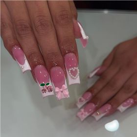 24 PCS Cherry Bow Nail Art (Option: Pink)