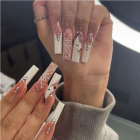 24 PCS Diamond Deer Snowflake Nail Art (Option: Pink)
