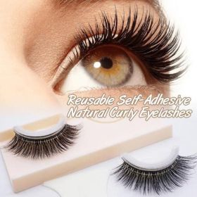 1 Pair Self Adhesive Eyelashes Reusable 3D False Lashes Easy To Wear And Remove Curly Stick On Eye Lashes (Option: Default)
