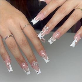 24 PCS Diamond Butterfly Nail Art (Option: Pink)