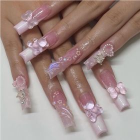 24 PCS Bear Bowbowknot Nail Art (Option: Pink)