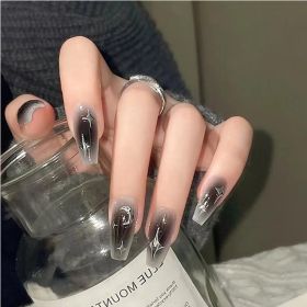 24 PCS Black Silver Star Nail Art (Option: BLACK)